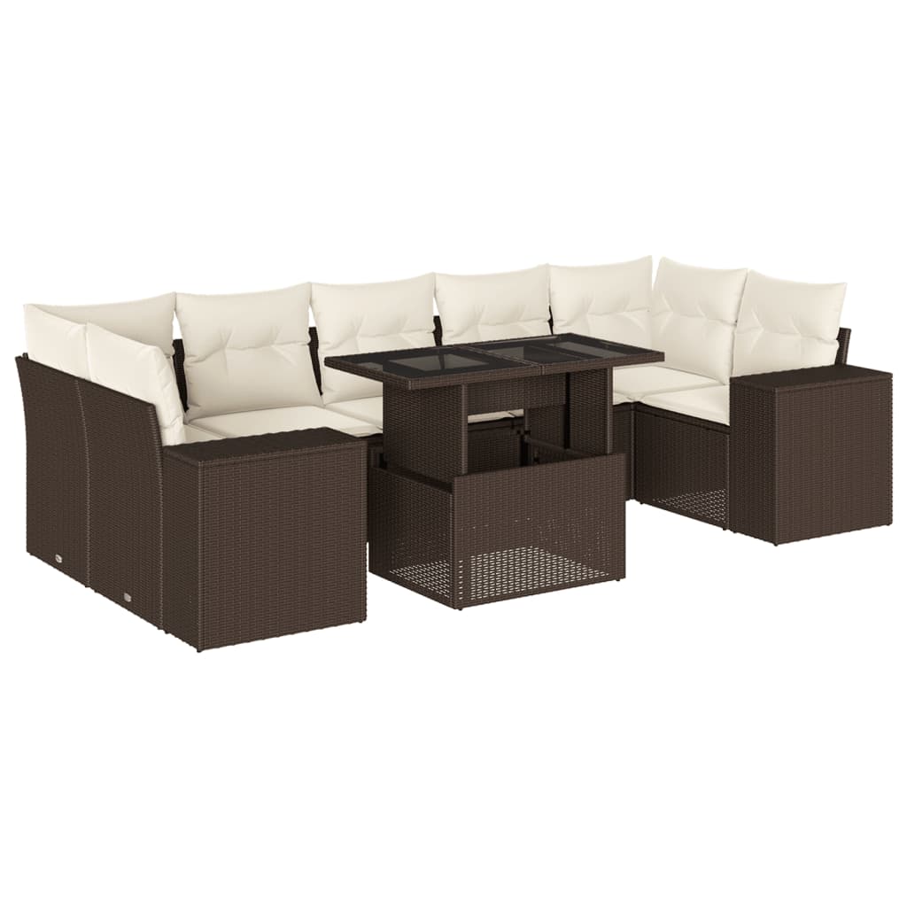 Set Divani da Giardino 8 pz con Cuscini Marrone in Polyrattan - homemem39