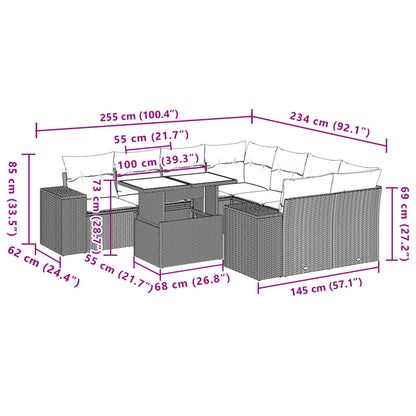 Set Divano da Giardino 9pz con Cuscini Grigio Chiaro Polyrattan | homemem39