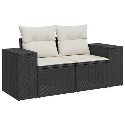 Set Divano da Giardino 6 pz con Cuscini Nero in Polyrattan | homemem39