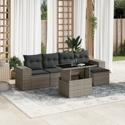 Set Divano da Giardino 6 pz con Cuscini Grigio in Polyrattan | homemem39