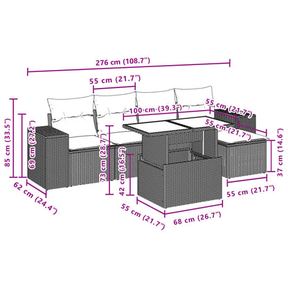 Set Divano da Giardino 6 pz con Cuscini Marrone in Polyrattan | homemem39