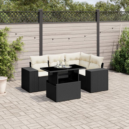Set Divani da Giardino 5 pz con Cuscini in Polyrattan Nero - homemem39