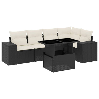 Set Divano da Giardino 6 pz con Cuscini Nero in Polyrattan - homemem39