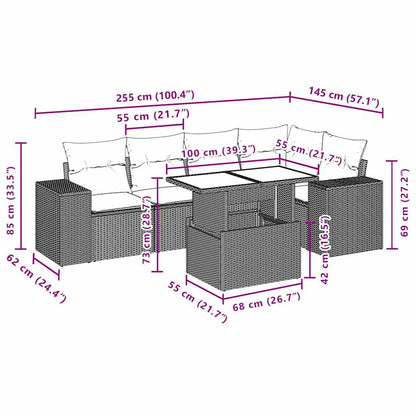 Set Divani da Giardino 6 pz con Cuscini Grigio in Polyrattan | homemem39