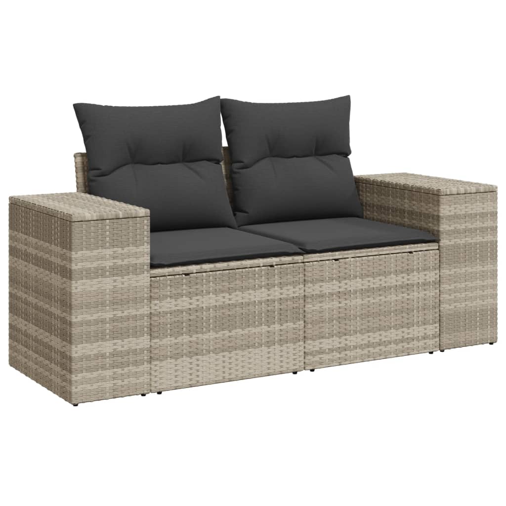 Set Divano da Giardino 6pz con Cuscini Grigio Chiaro Polyrattan | homemem39