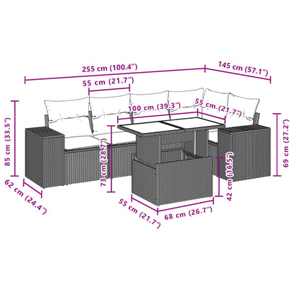 Set Divano da Giardino 6 pz con Cuscini Marrone in Polyrattan | homemem39