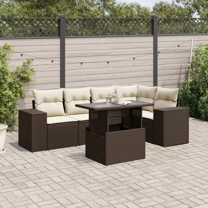 Set Divano da Giardino 6 pz con Cuscini Marrone in Polyrattan | homemem39