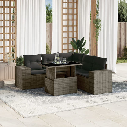 Set Divano da Giardino 6 pz con Cuscini Grigio in Polyrattan - homemem39