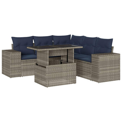 Set Divani da Giardino 6 pz con Cuscini Grigio in Polyrattan | homemem39