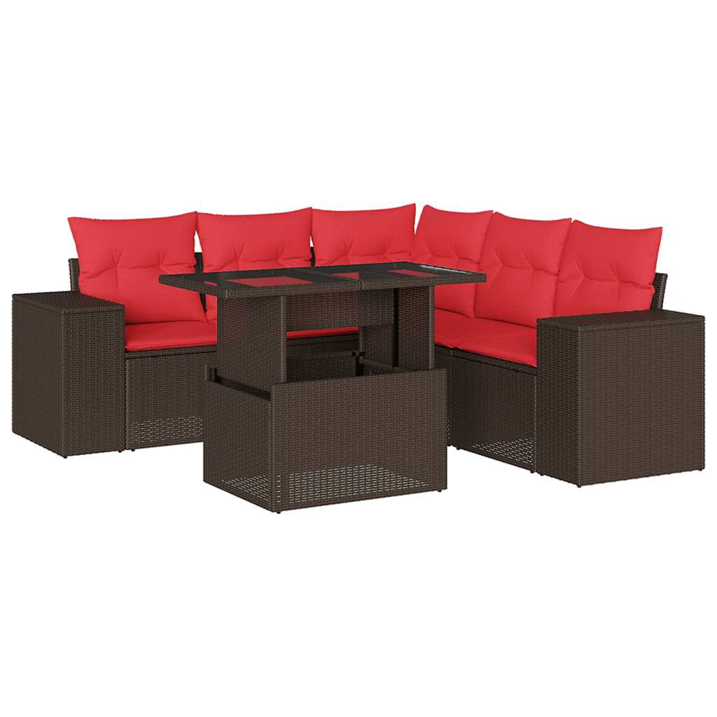 Set Divani da Giardino 6 pz con Cuscini in Polyrattan