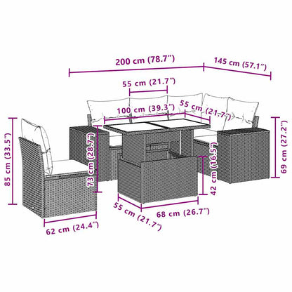 Set Divani da Giardino 6 pz con Cuscini Grigio in Polyrattan | homemem39