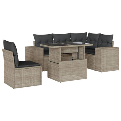 Set Divano da Giardino 6pz con Cuscini Grigio Chiaro Polyrattan - homemem39