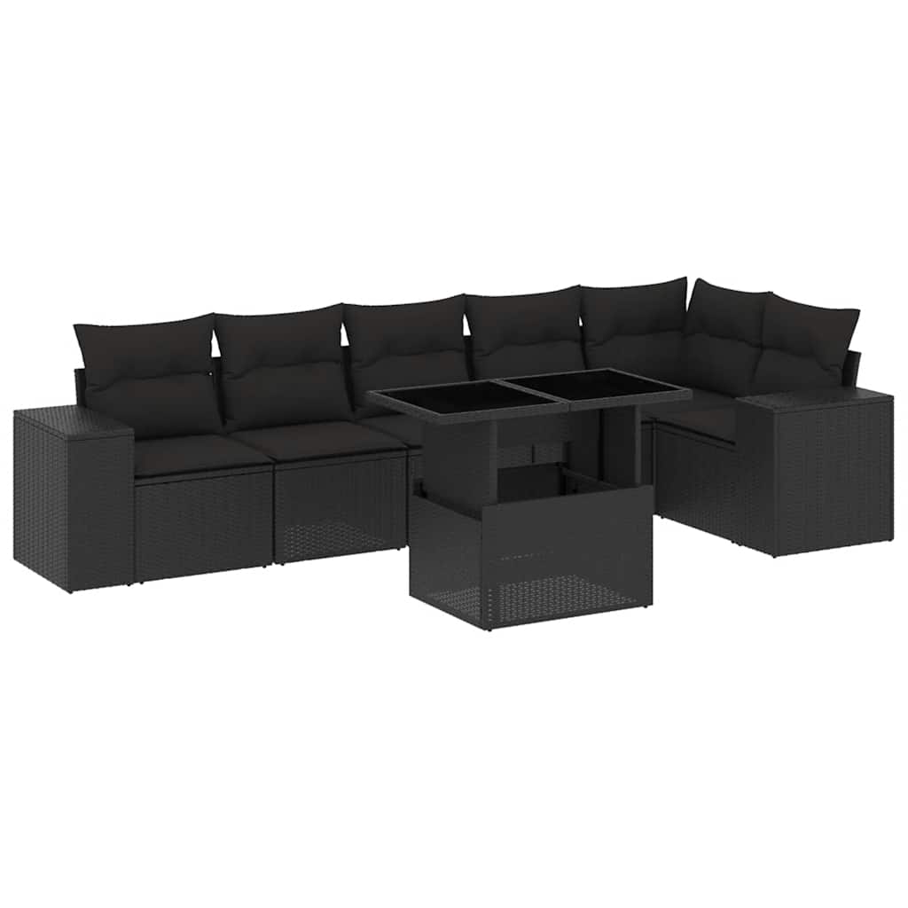 Set Divani da Giardino con Cuscini 7pz Nero Polyrattan - homemem39