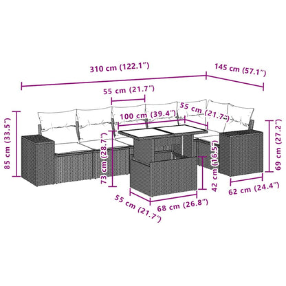 Set Divani da Giardino con Cuscini 7pz Nero Polyrattan | homemem39
