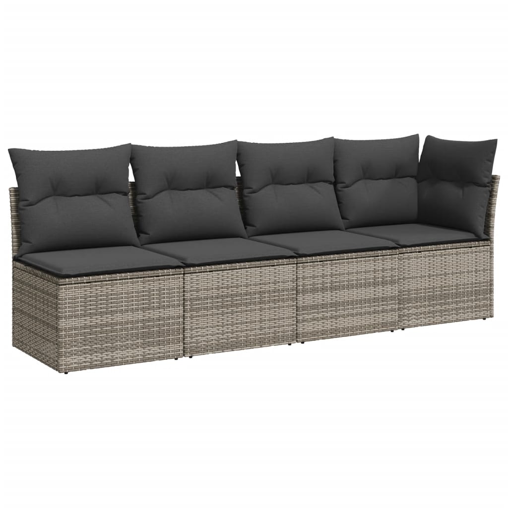 Set Divani da Giardino 7 pz con Cuscini Grigio in Polyrattan - homemem39