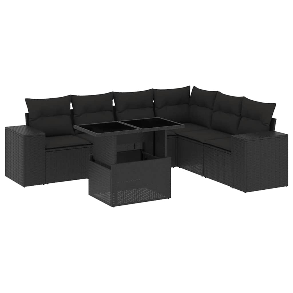 Set Divani da Giardino con Cuscini 7pz Nero Polyrattan - homemem39