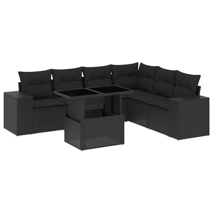 Set Divani da Giardino con Cuscini 7pz Nero Polyrattan - homemem39
