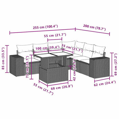 Set Divani da Giardino con Cuscini 7pz Nero Polyrattan | homemem39