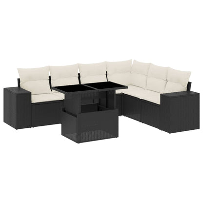 Set Divani da Giardino con Cuscini 7pz Nero Polyrattan - homemem39
