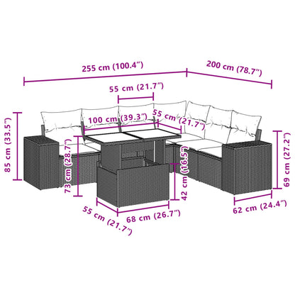 Set Divani da Giardino 7pz con Cuscini Grigio Chiaro Polyrattan | homemem39