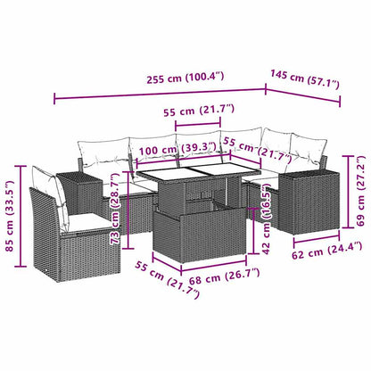 Set Divani da Giardino con Cuscini 7pz Nero Polyrattan | homemem39