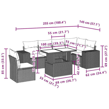 Set Divani da Giardino 7 pz con Cuscini Grigio in Polyrattan | homemem39