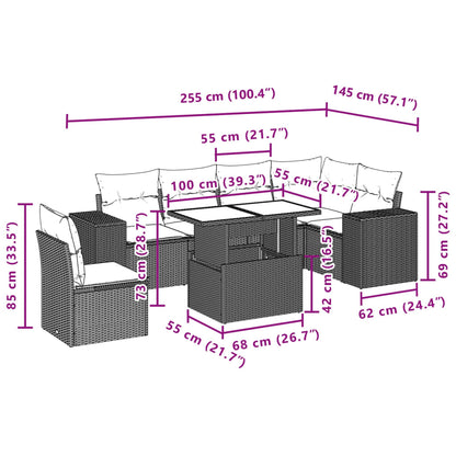 Set Divani da Giardino 7 pz con Cuscini Marrone in Polyrattan | homemem39