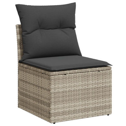 Set Divano da Giardino 9pz con Cuscini Grigio Chiaro Polyrattan | homemem39
