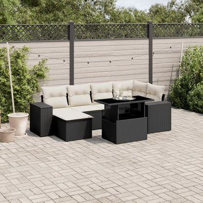 Set Divani da Giardino con Cuscini 7pz Nero Polyrattan - homemem39