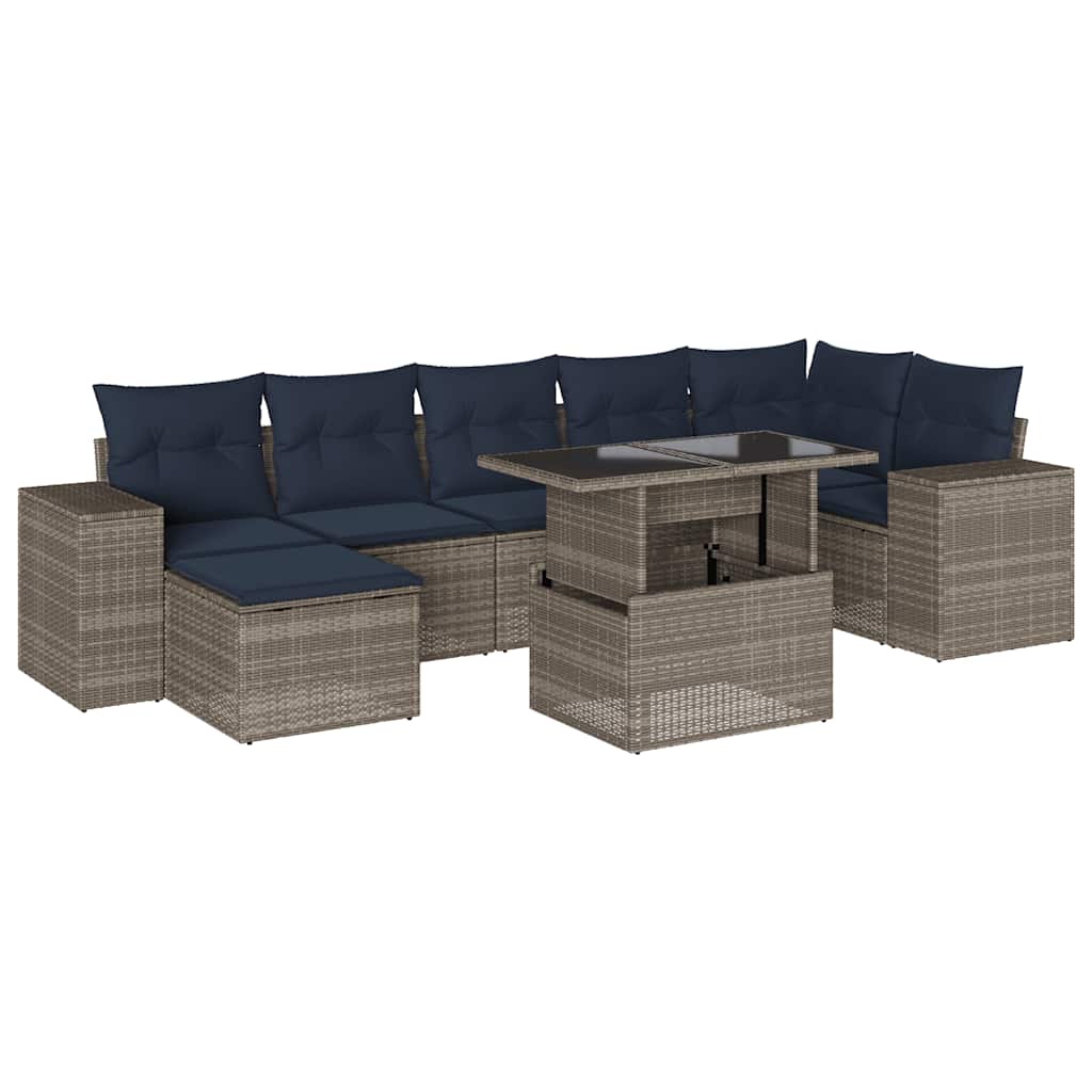Set Divani da Giardino 8 pz con Cuscini Grigio in Polyrattan | homemem39