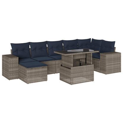 Set Divani da Giardino 8 pz con Cuscini Grigio in Polyrattan | homemem39