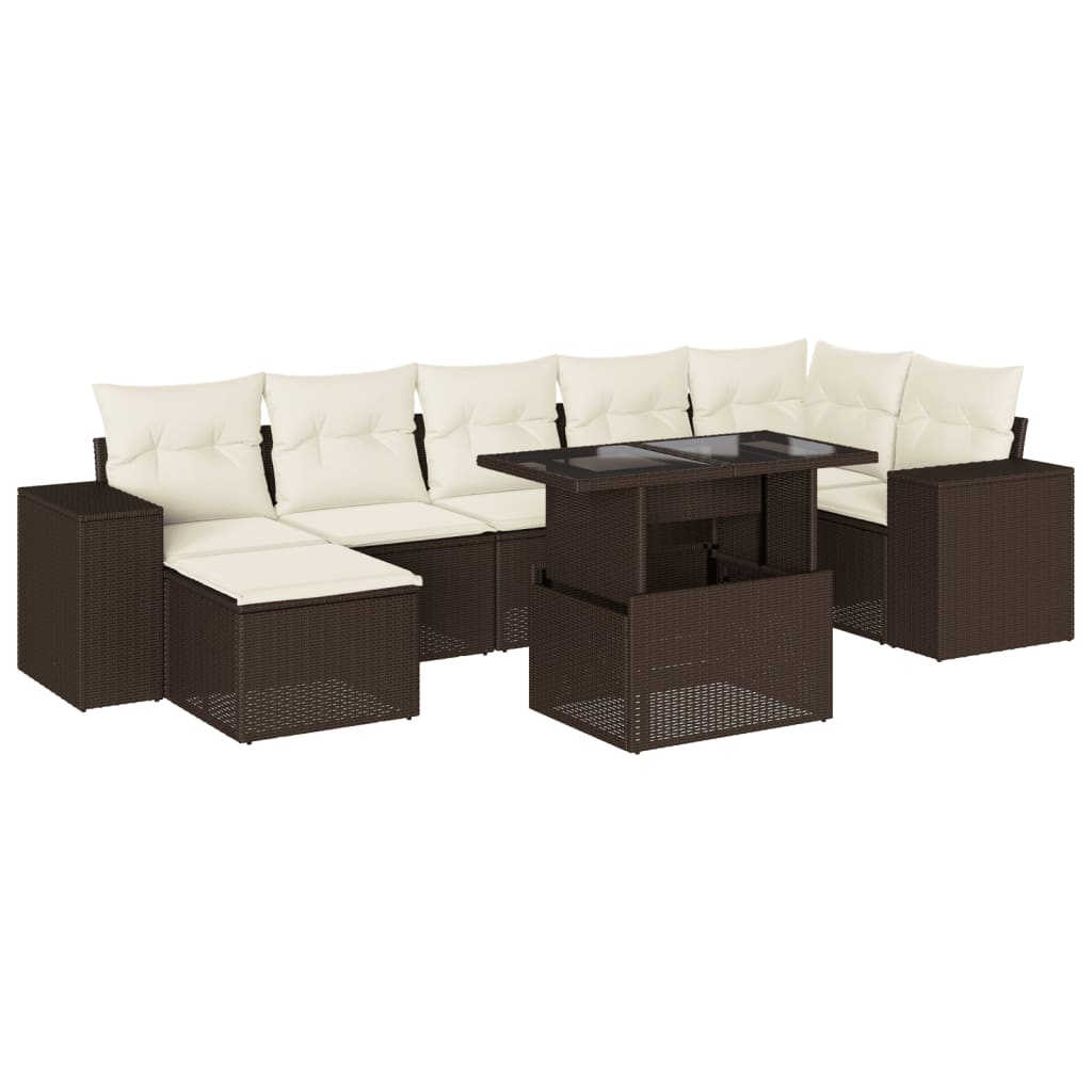Set Divani da Giardino 8 pz con Cuscini Marrone in Polyrattan - homemem39