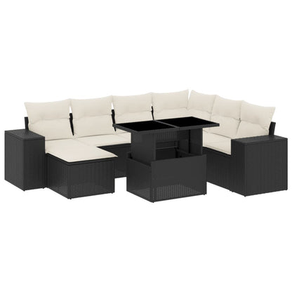 Set Divani da Giardino con Cuscini 8 pz Nero in Polyrattan | homemem39