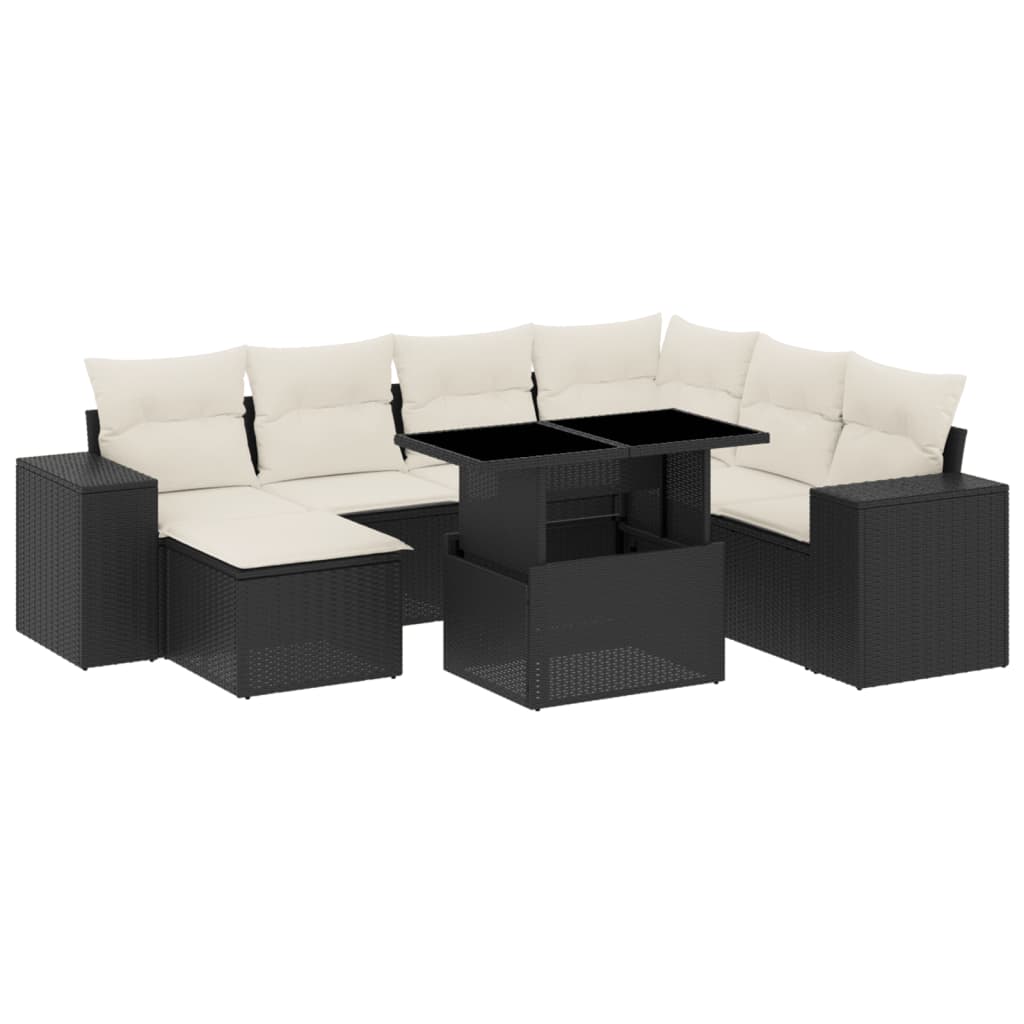 Set Divani da Giardino con Cuscini 8 pz Nero in Polyrattan - homemem39