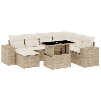 Set Divano da Giardino 8 pz con Cuscini Beige in Polyrattan | homemem39