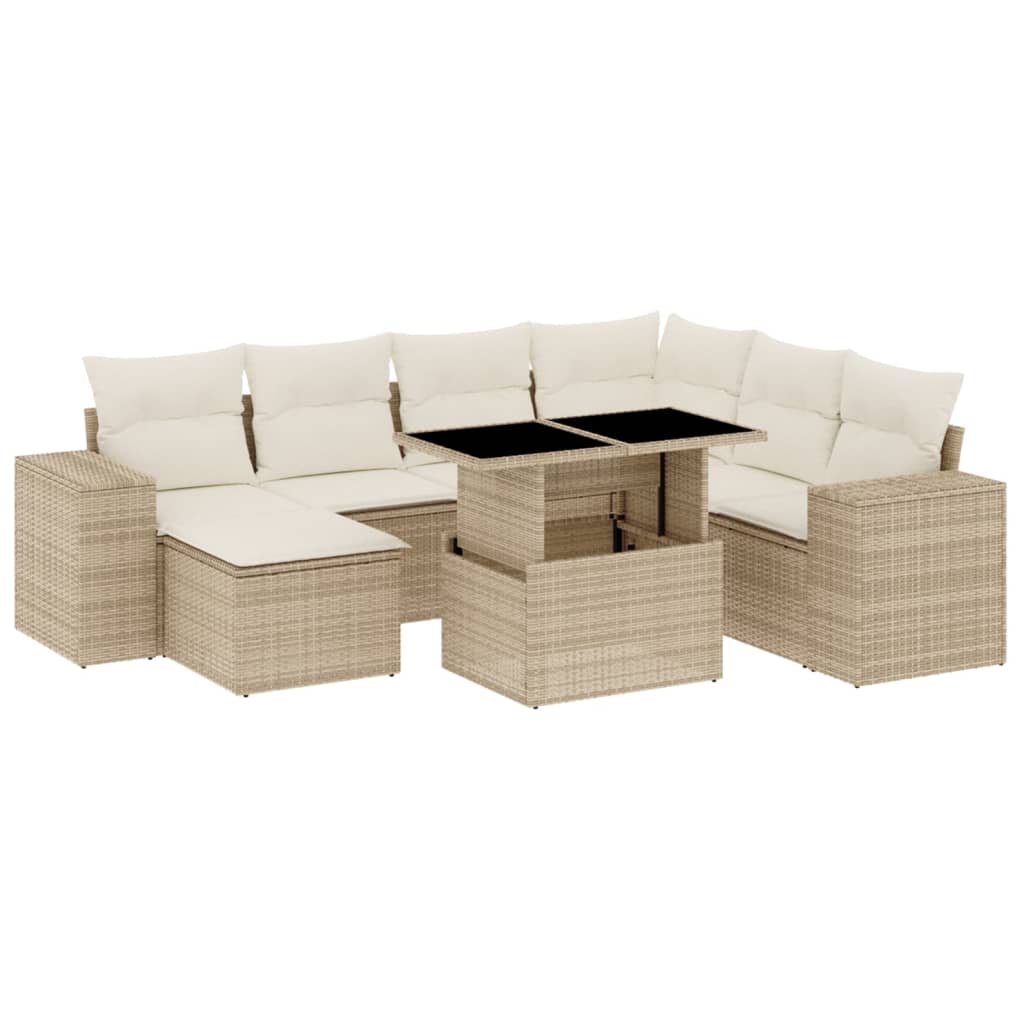 Set Divano da Giardino 8 pz con Cuscini Beige in Polyrattan - homemem39