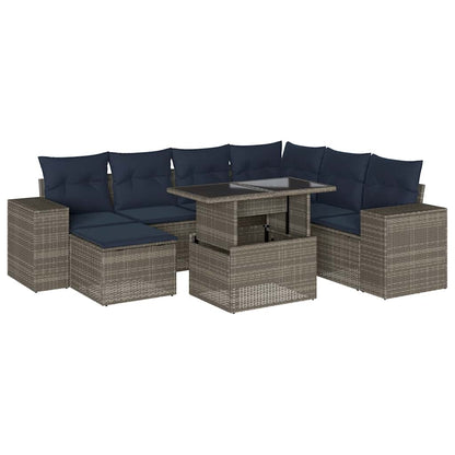 Set Divani da Giardino 8 pz con Cuscini Grigio in Polyrattan