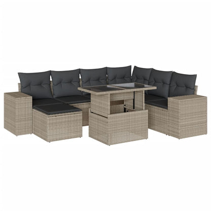 Set Divano da Giardino 8pz con Cuscini Grigio Chiaro Polyrattan - homemem39