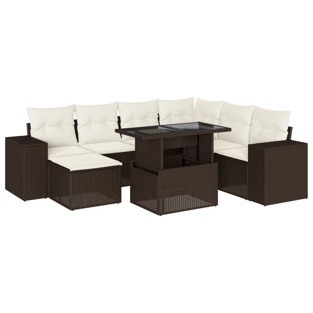 Set Divani da Giardino 8 pz con Cuscini Marrone in Polyrattan - homemem39