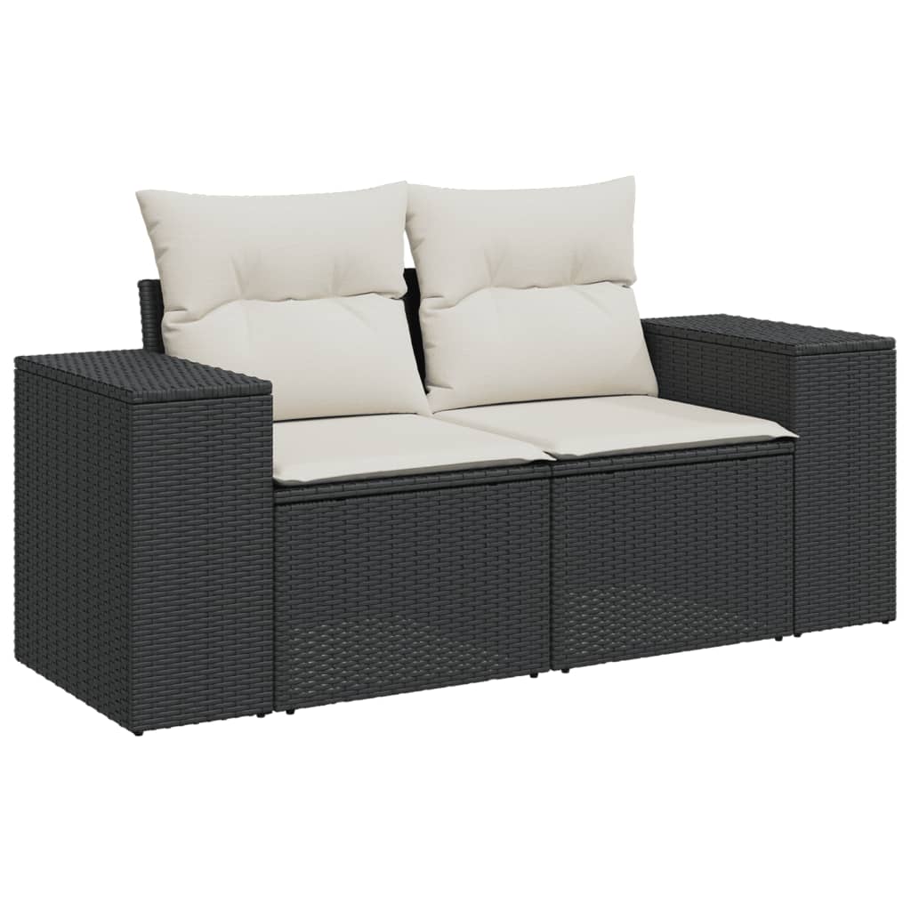 Set Divani da Giardino 10pz con Cuscini in Polyrattan Nero | homemem39