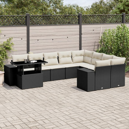 Set Divani da Giardino 10pz con Cuscini in Polyrattan Nero - homemem39