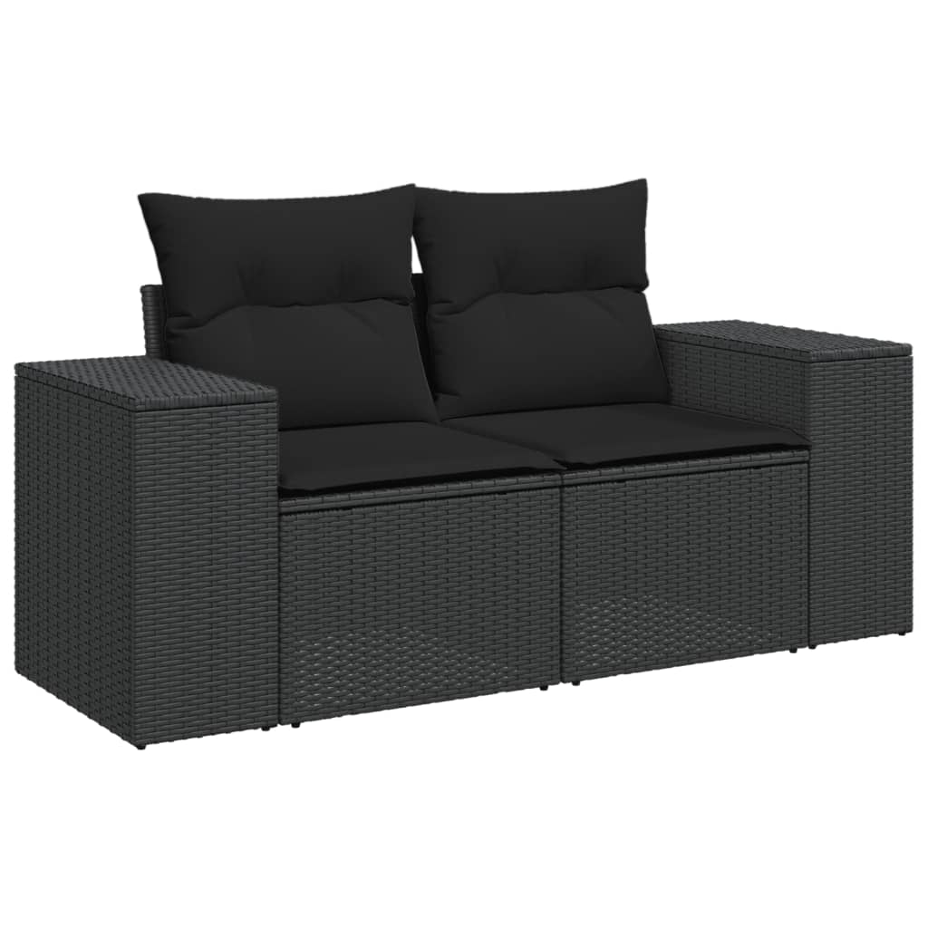 Set Divani da Giardino 11 pz con Cuscini in Polyrattan Nero | homemem39