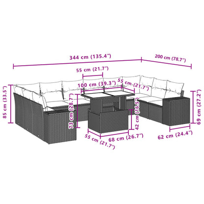 Set Divani da Giardino 11 pz con Cuscini in Polyrattan Grigio | homemem39