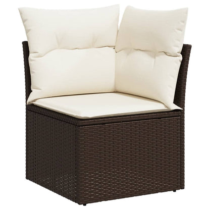 Set Divani da Giardino 11 pz con Cuscini Polyrattan Marrone | homemem39