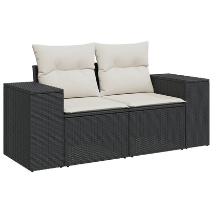 Set Divani da Giardino 11 pz con Cuscini in Polyrattan Nero | homemem39
