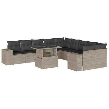 Set Divani da Giardino 11 pz con Cuscini in Polyrattan Grigio | homemem39