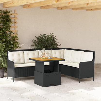 Set Divani da Giardino 2 pz con Cuscini in Polyrattan Nero - homemem39