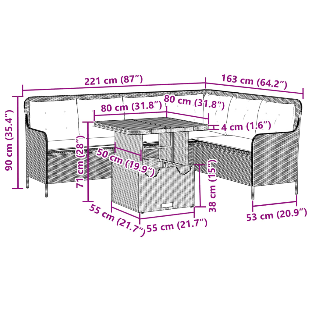 Set Divano da Giardino 2 pz con Cuscini Grigio in Polyrattan | homemem39