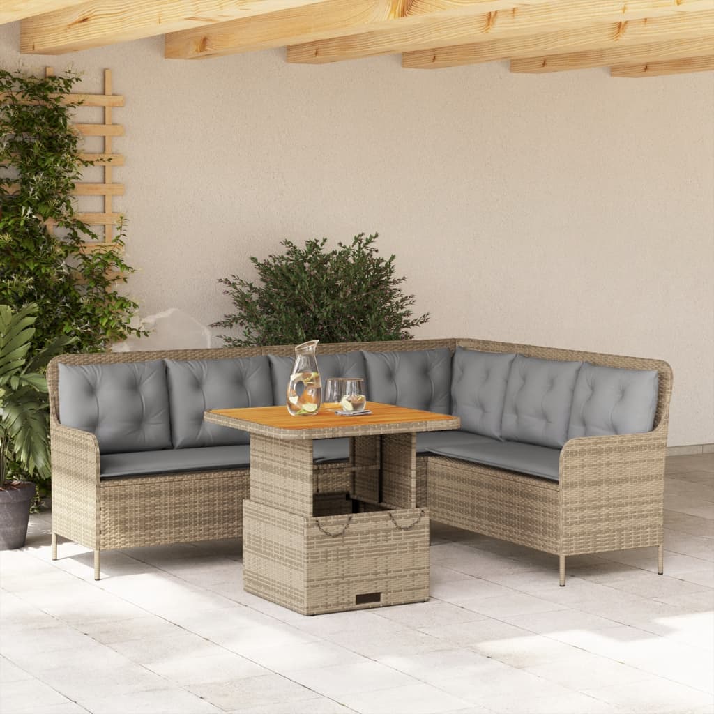 Set Divani da Giardino 2 pz con Cuscini Beige in Polyrattan - homemem39