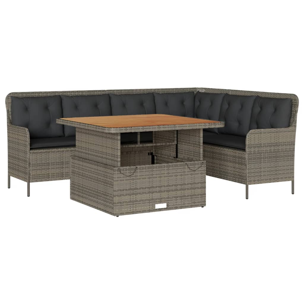 Set Divano da Giardino 2 pz con Cuscini Grigio in Polyrattan | homemem39